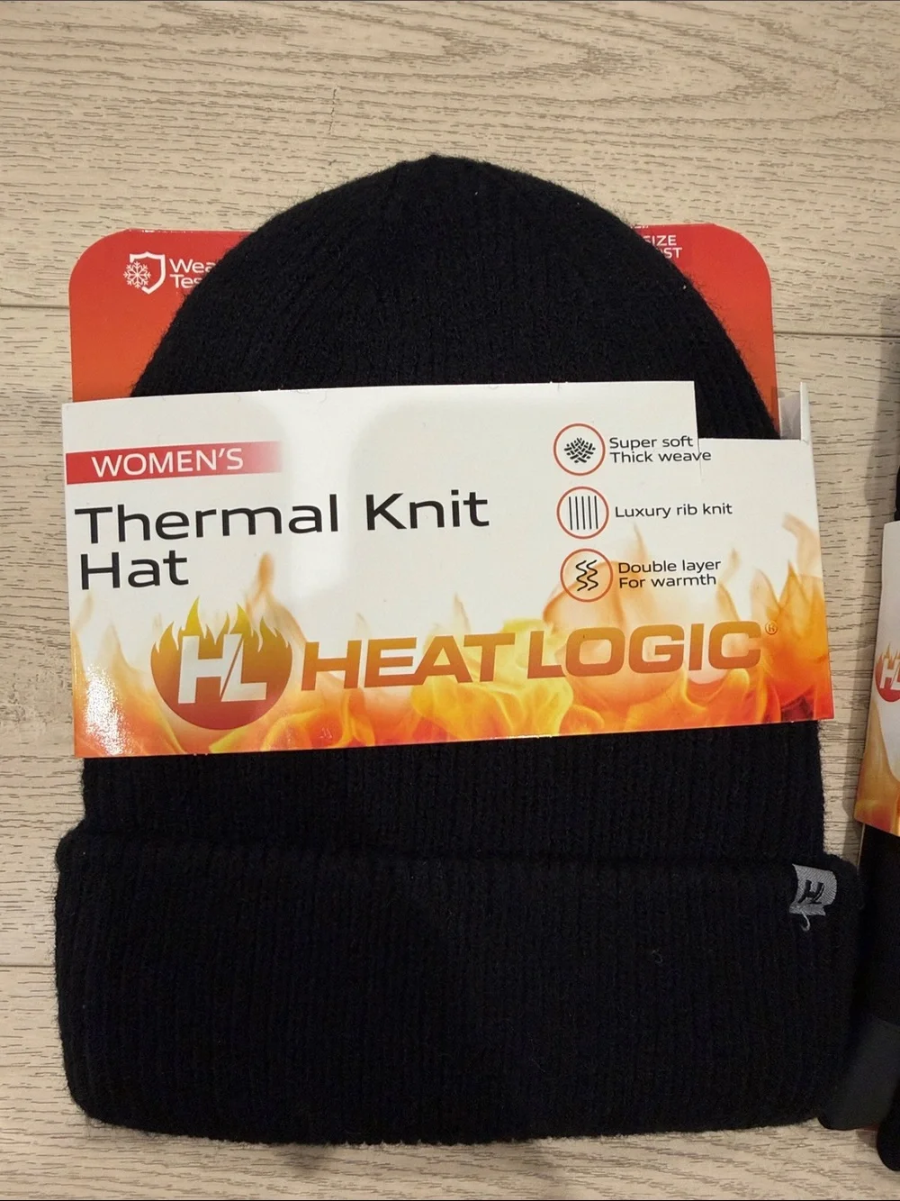 Black Thermal Knit Hat and Touchscreen Gloves Set
